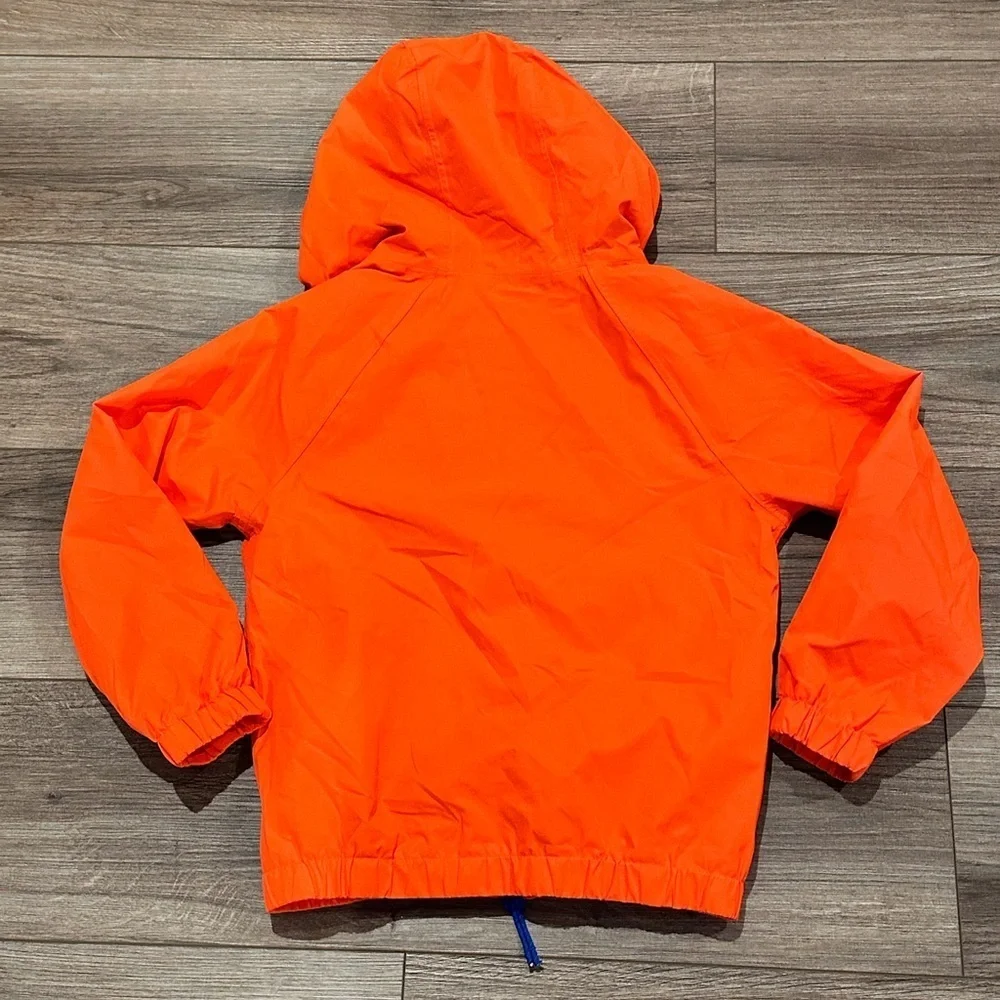 Boden Kids 7-8 Orange Rain Jacket with Blue Accents